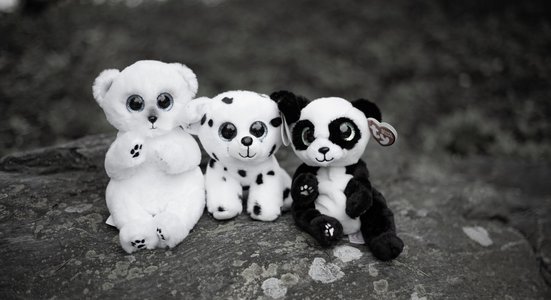 Black and white beanies in grayscale