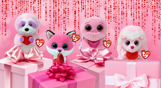 Valentines Beanie Babies with presents