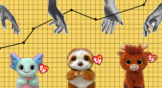 Popular Beanies next to a trend line with hands reaching for them
