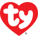 A red heart with the letters ty inside of it in a white