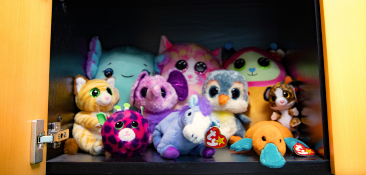 Locker with a variety of Beanie Baby products