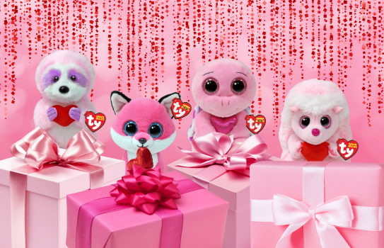 Valentines Beanie Babies with presents