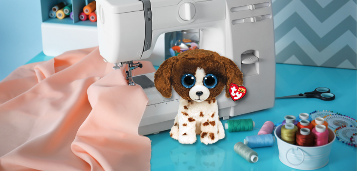 Beanie Boo next to sewing machine