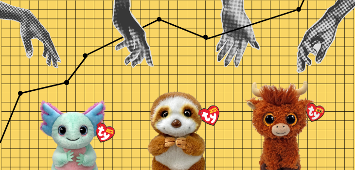 Popular Beanies next to a trend line with hands reaching for them