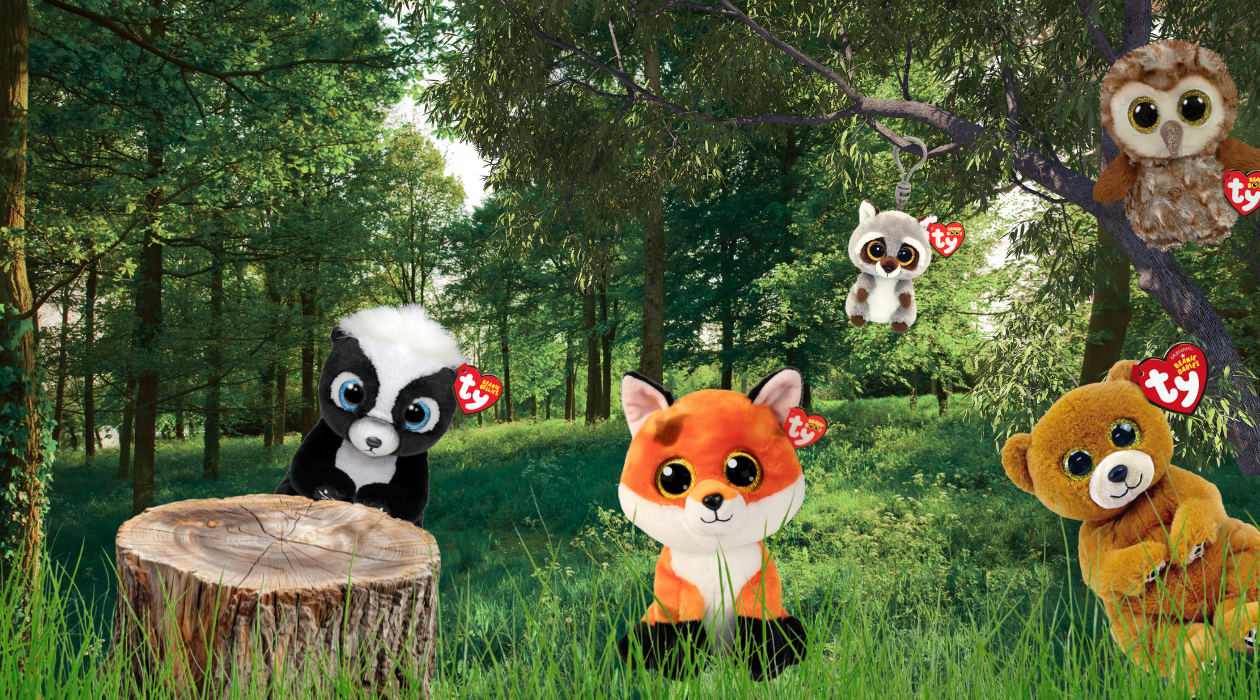 Beanies in a woodland background